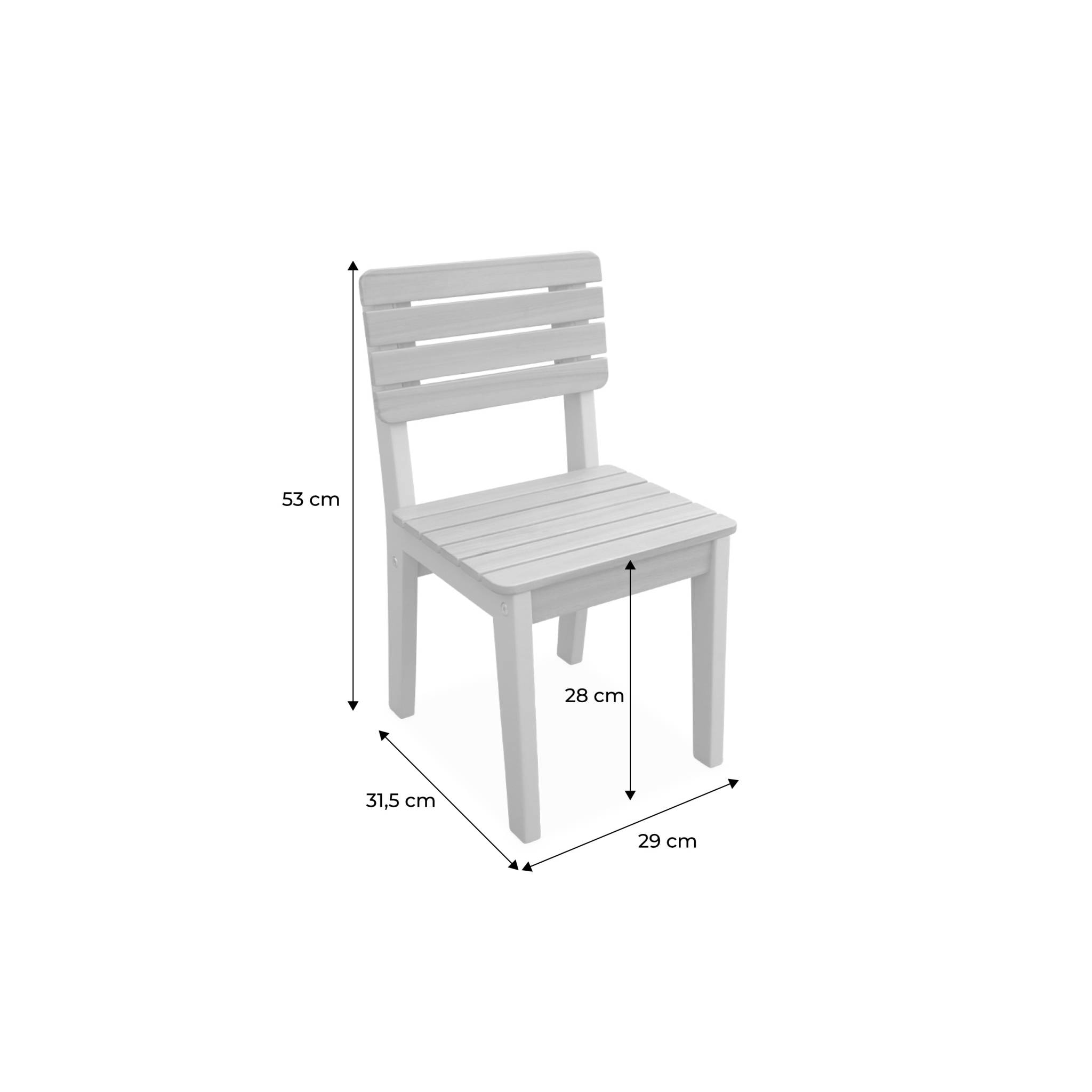 Lot de 2 chaises en bois d'acacia pour enfant. salon de jardin enfant vert de gris. intérieur / extérieur