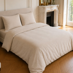 Parure housse de couette coton/lin unie naturel, HAVEN