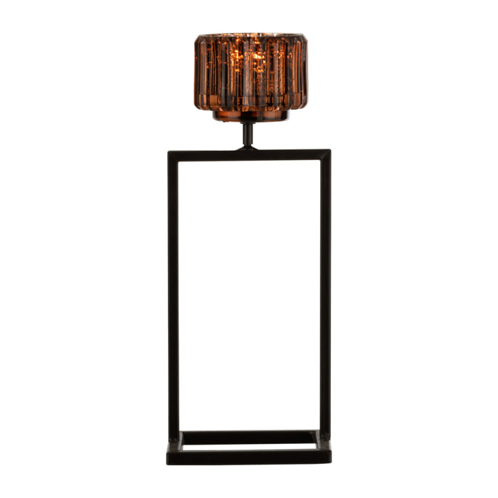 J-Line chandelier Rectangulaire - verre - marron - small