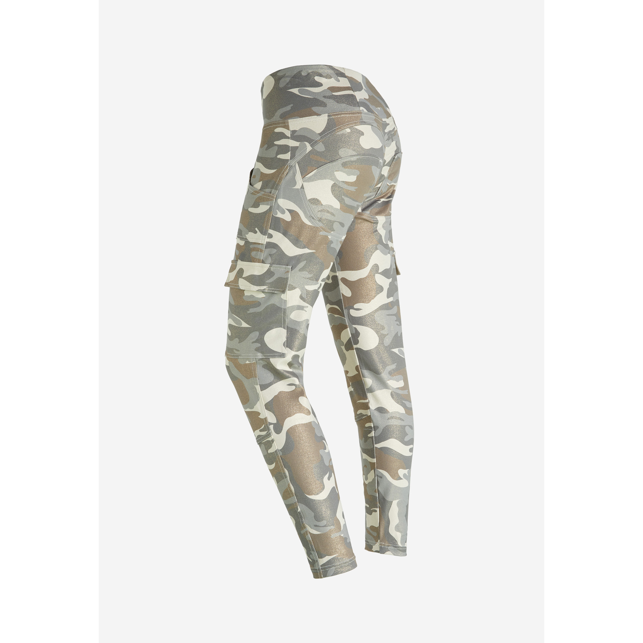 Pantaloni WR.UP® cargo in jersey camouflage effetto lurex