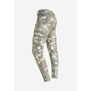 Pantaloni WR.UP® cargo in jersey camouflage effetto lurex