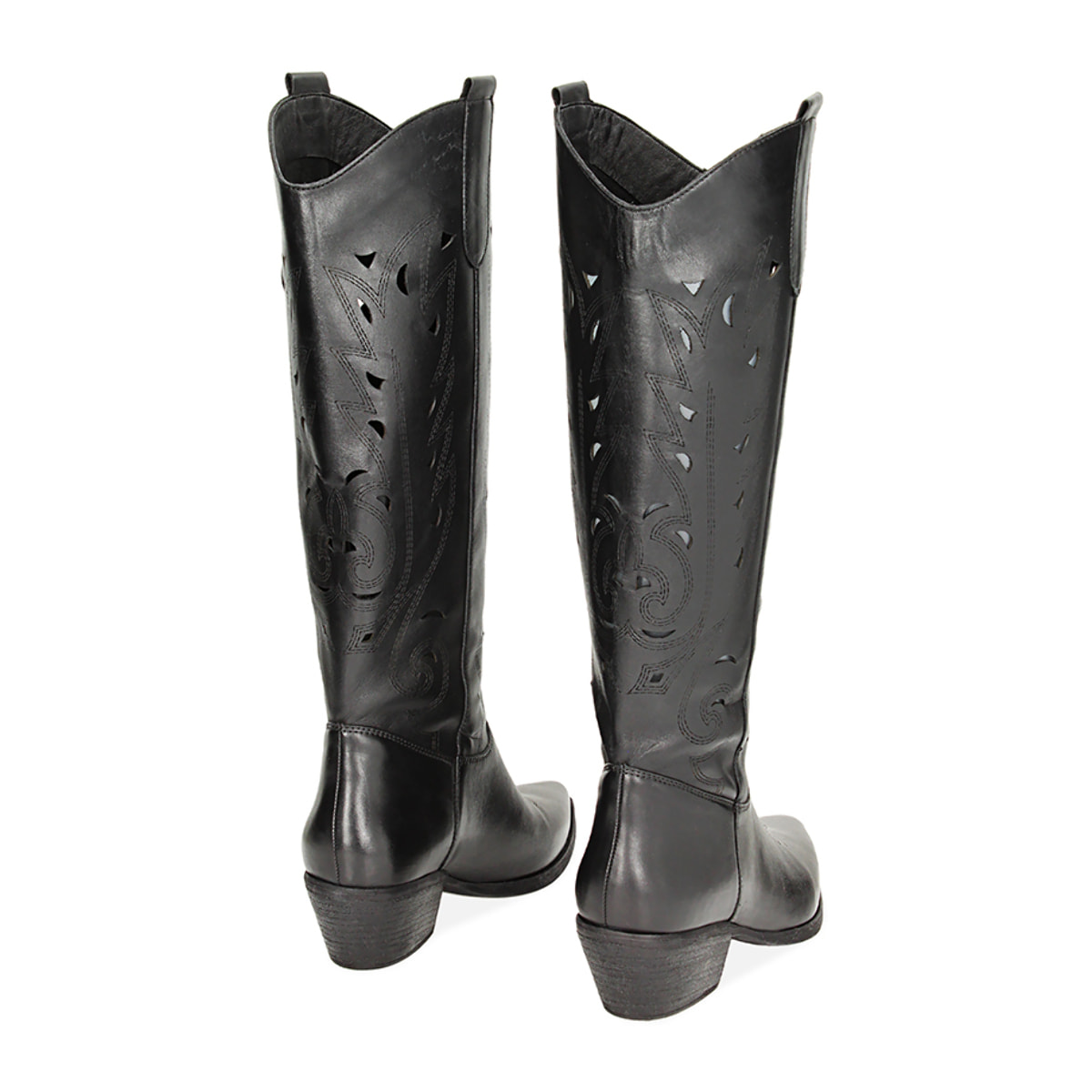 Stivali texani neri in pelle