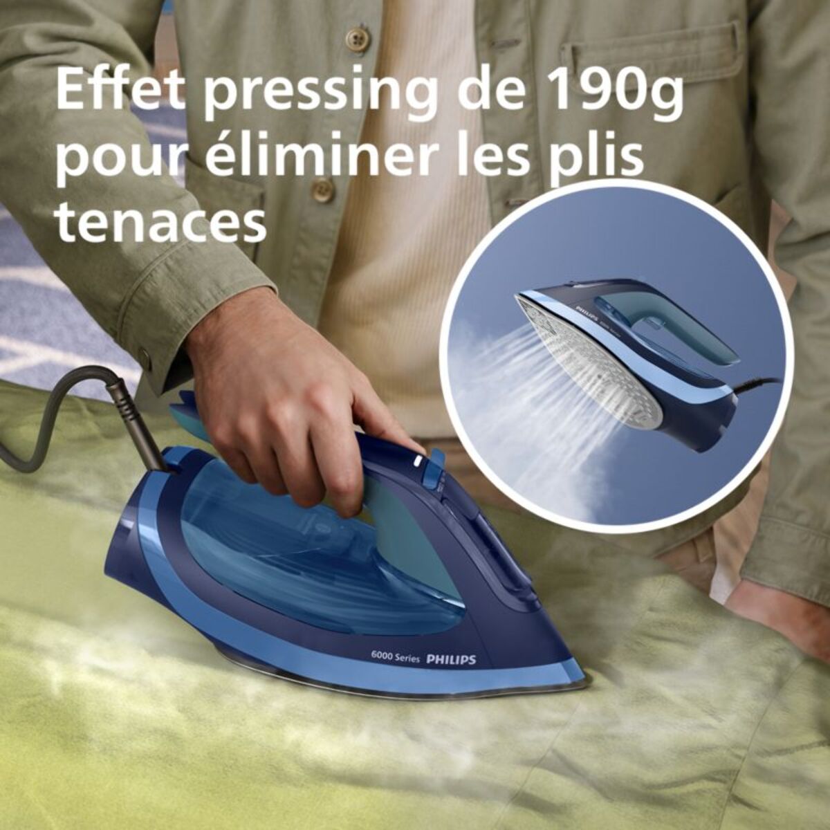 Fer à repasser PHILIPS DST6120/20 fer à vapeur Série 6000 Bleu/Noir, 2600W