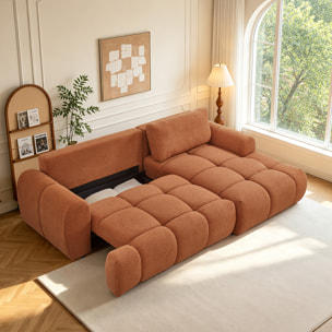 Canapé nuage convertible 4 places en tissu bouclette marron MINDEN