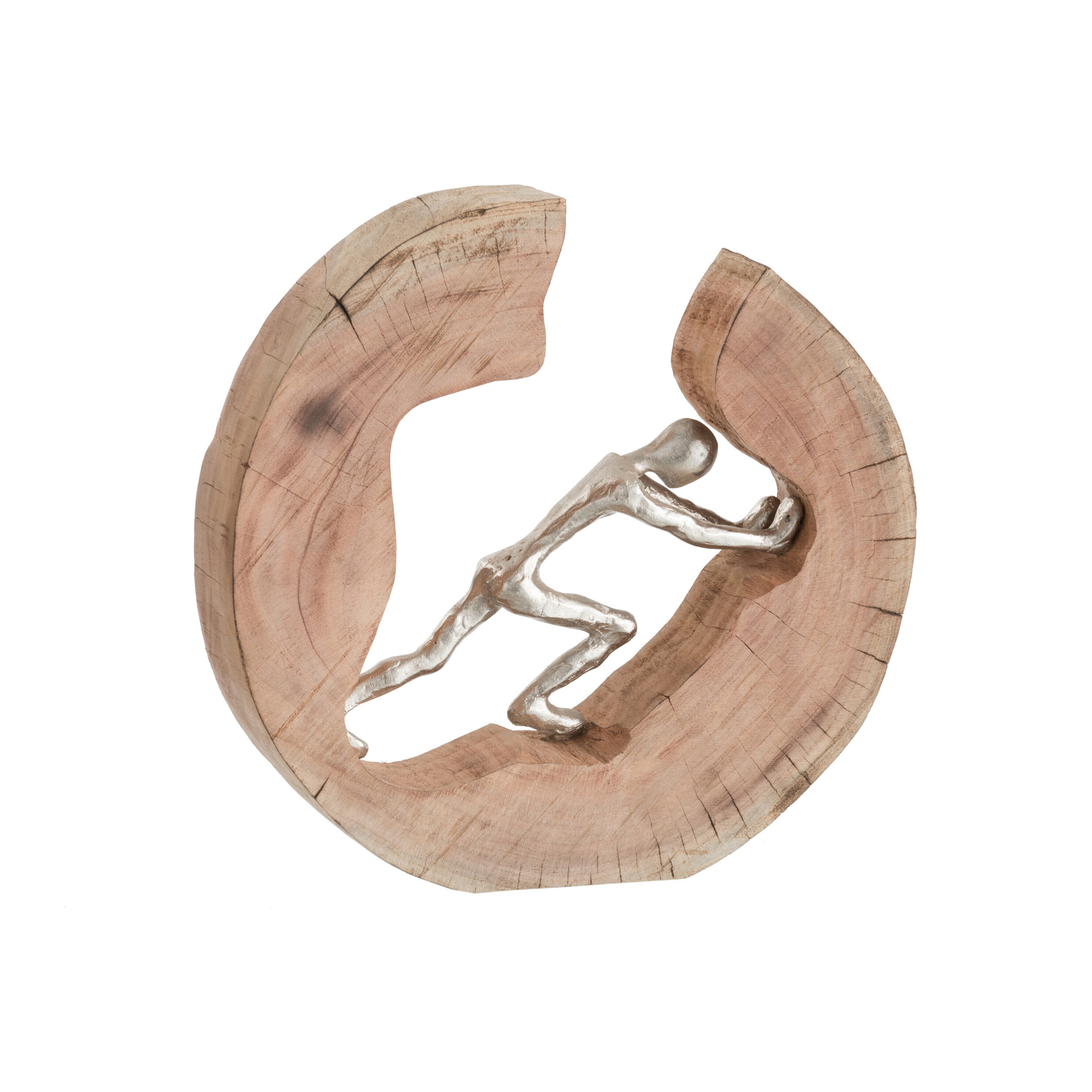 J-Line décoration Personnage Pousse - bois/aluminium - naturel/argent