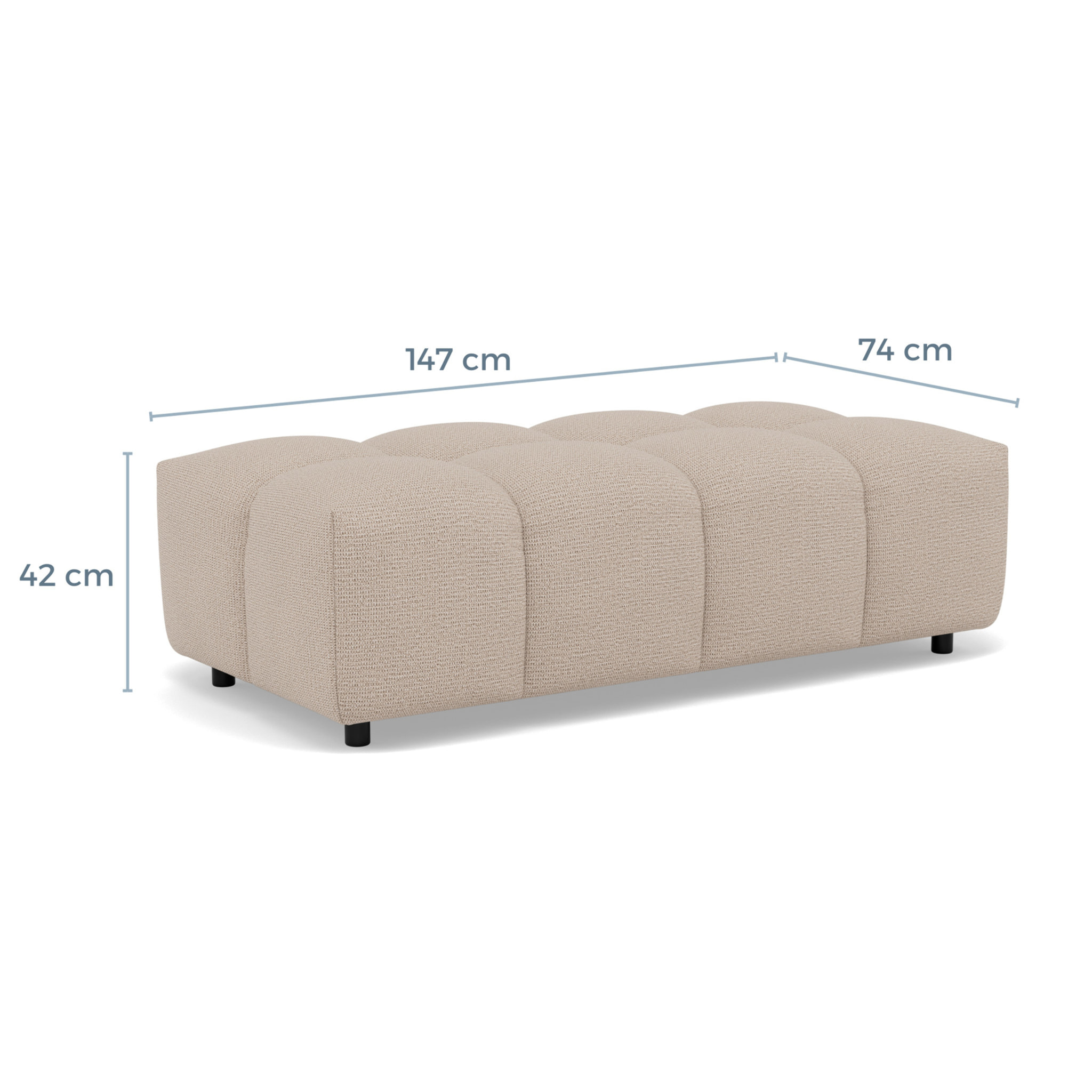 Adelaide - pouf en tissu texturé - Noir