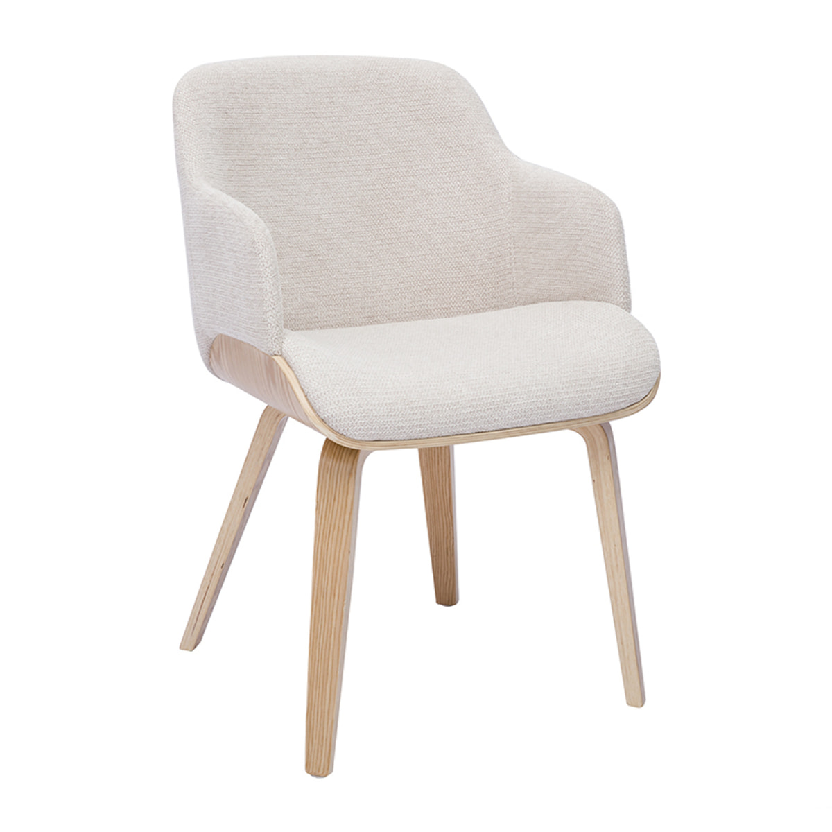 Chaise en tissu chenille beige et bois clair EARL