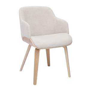 Chaise en tissu chenille beige et bois clair EARL