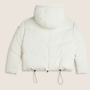 Piumino cropped donna con collo alto e coulisse regolabile