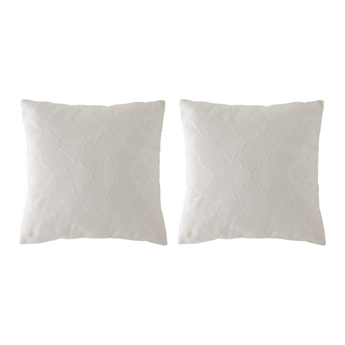Lot de 2 housses de coussin jacquard DORYA-B 50x50 cm écru