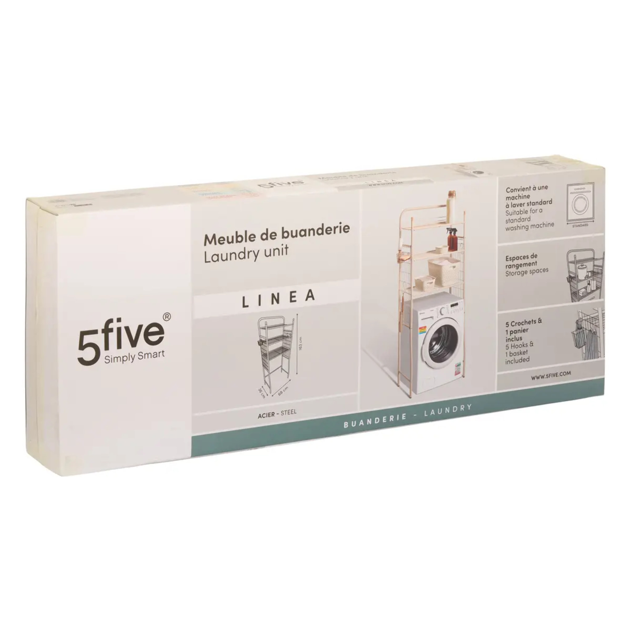 Meuble de Buanderie Linea en Acier Beige 68x36x163 cm