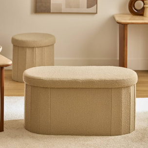 Pouf Fink ovale pliable 38x76cm beige