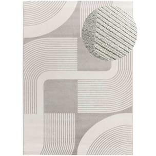 FLORA Alfombra geomÃ©trica con relieve en beige y gris, varias medidas disponibles