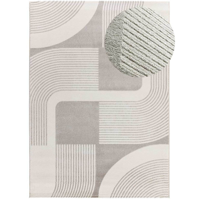 FLORA Alfombra geomÃ©trica con relieve en beige y gris, varias medidas disponibles