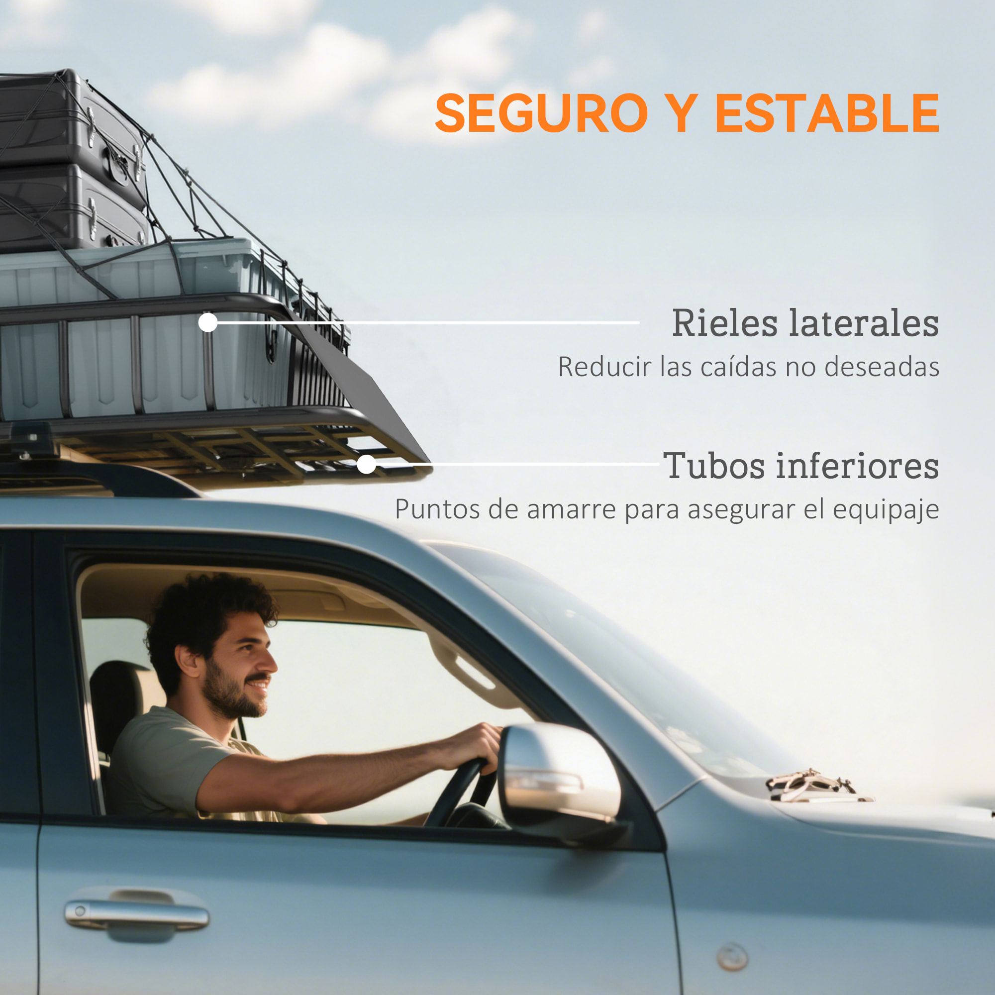 Cesta de Techo Universal para Vehículos de Acero, Baca Portaequipajes Coche Automóvil Carga 90,7 kg con Deflector, Barandillas, para SUVs, Pickups, Sedanes, 110,5x99,5x18,5 cm, Negro