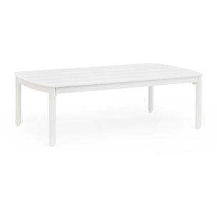 Tavolino da giardino GAUDIX in alluminio bianco con piedini regolabili, 115×68,5 cm