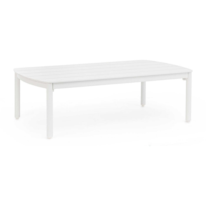 Tavolino da giardino GAUDIX in alluminio bianco con piedini regolabili, 115×68,5 cm
