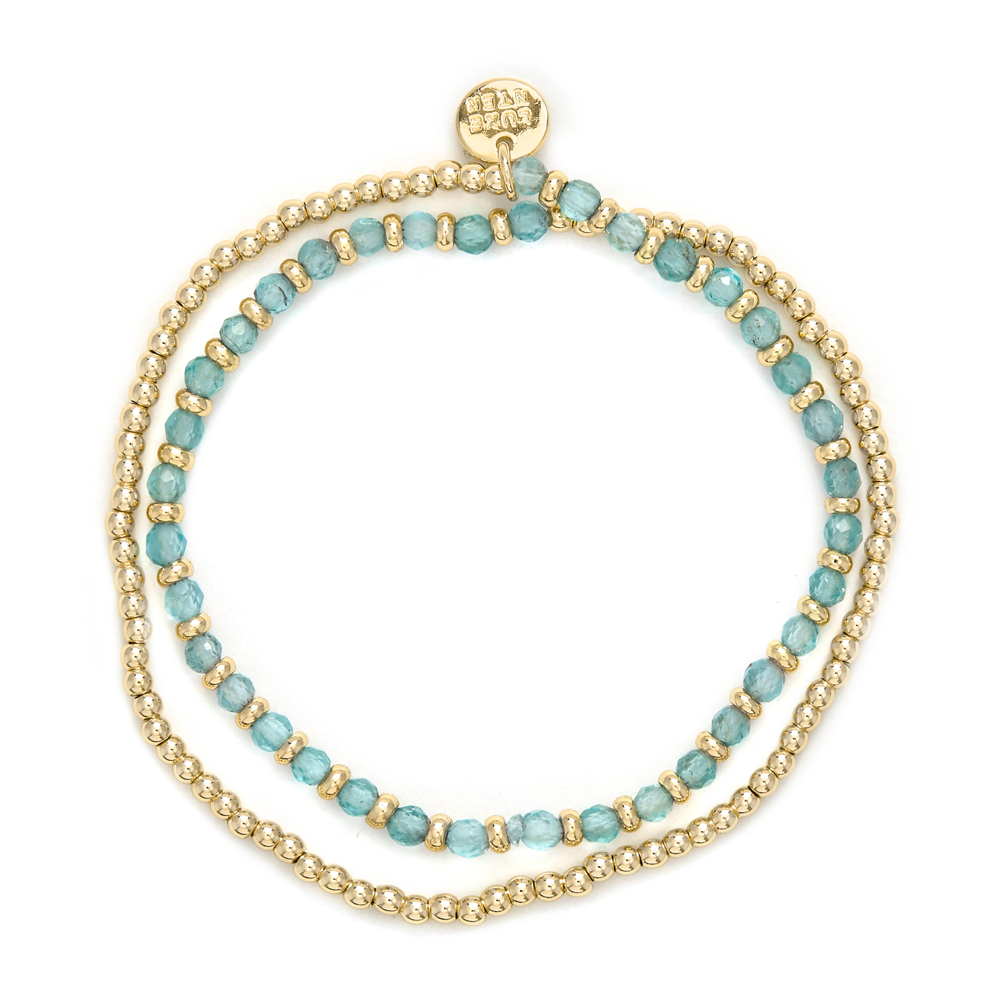 Pulsera de Cristal Azul acabada en oro amarillo de 18k
