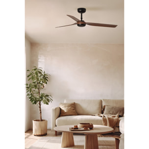 PUNT M Ventilateur de plafond noir/noyer TUYA