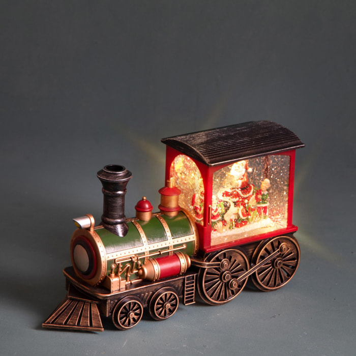 Locomotiva con Babbo Natale + Led - Pezzi 1 - Colore Rosso - 31,5x18Hx10cm - Bianchi Dino