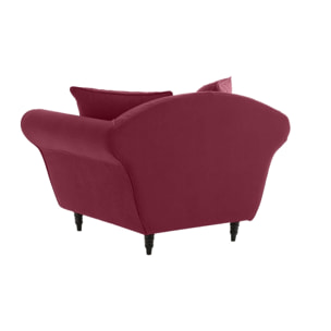 Fauteuil XL ALBA 130 cm velours Aubergine - 100% déhoussable - Fab. France