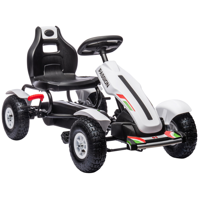 Kart à pédales enfant Go kart Formule 1 Racing passione italia pneus gonflables caoutchouc blanc