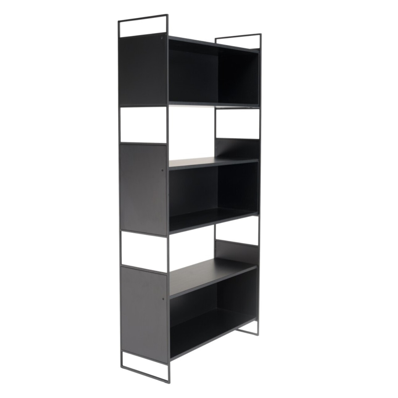 DALY - Étagère 5 niches 5 niveaux noire piètement métal