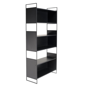 DALY - Étagère 5 niches 5 niveaux noire piètement métal