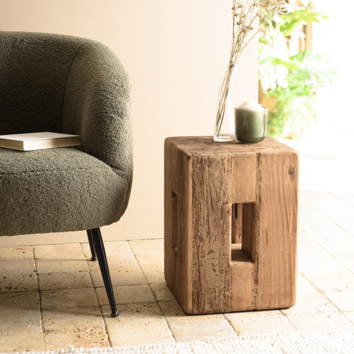 SANDY - Tabouret carré 30x30cm bois Pin recyclé