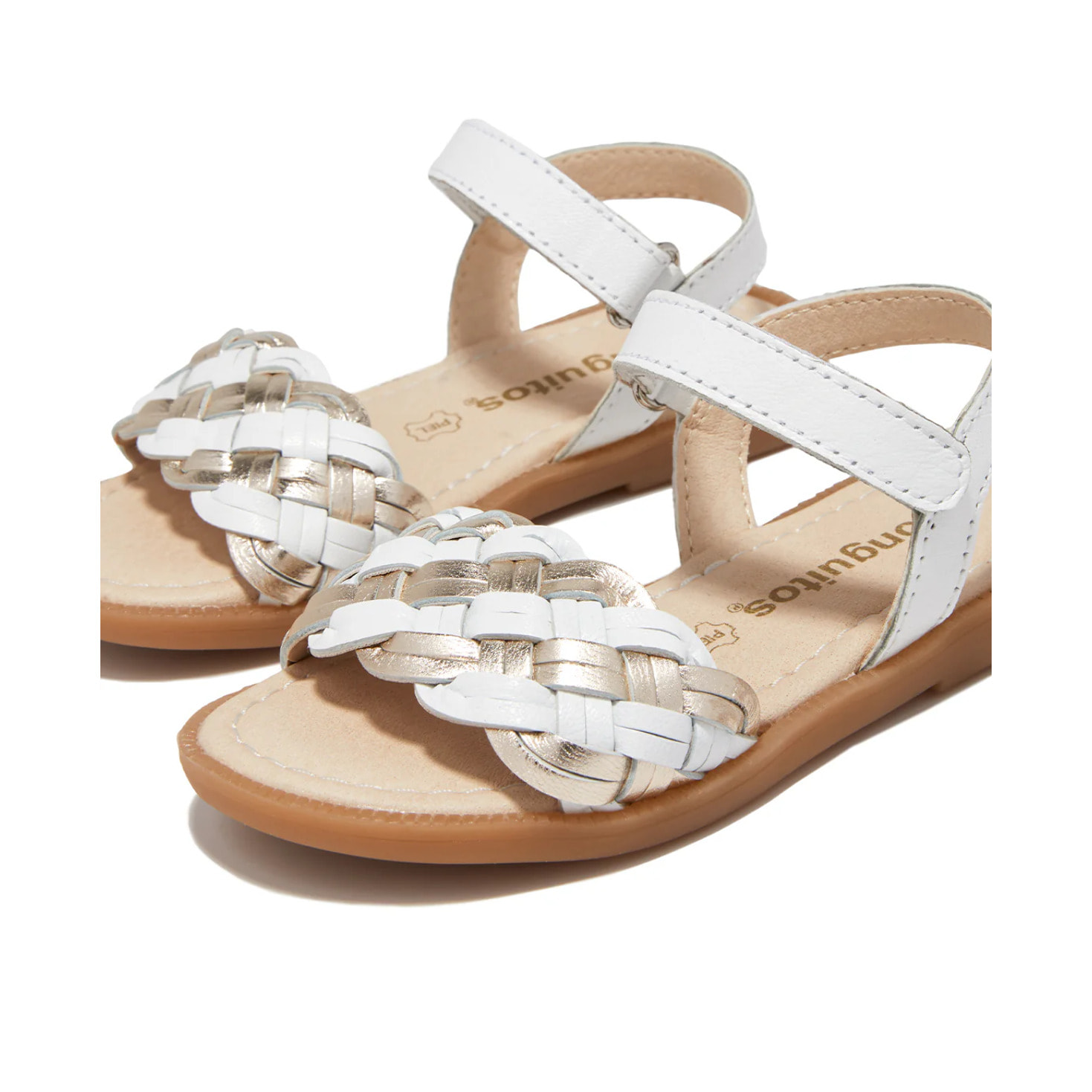 Sandalias Trenza Blanco Dorado