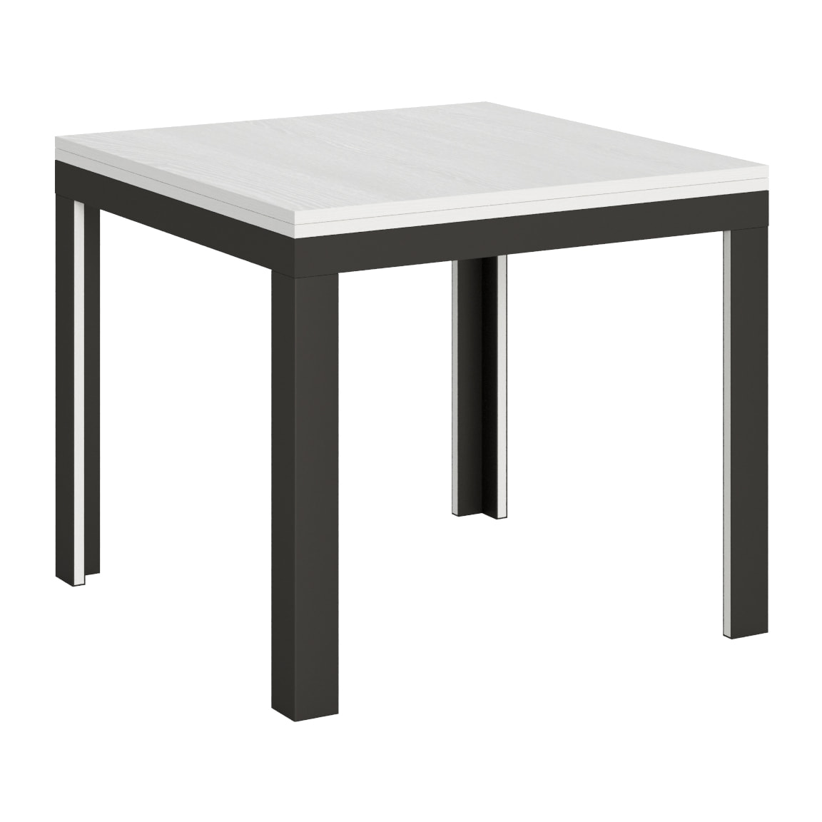 Mesa tipo libro 90x90/180 cm Linea Libra Fresno Blanco estructura Antracita