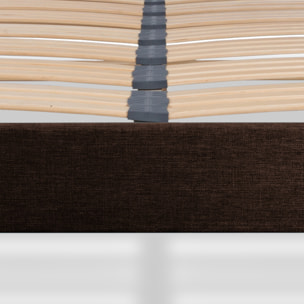 Sommier Lumière Technologie Tri-Lattes, tissu marron, Bois Épicéa, H30 cm, Lattes Actives, Aération Optimale