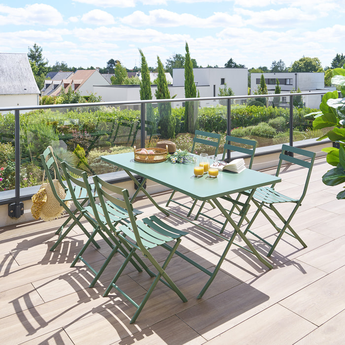 Table de jardin pliante rectangulaire "Greensboro" vert olive 6 places en acier