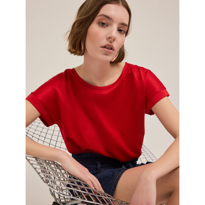 Motivi - Camiseta bimaterial - Marrón