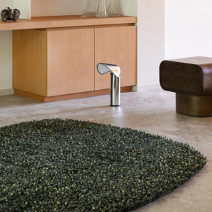 Tapis shaggy tissé en laine motif faux uni RABI