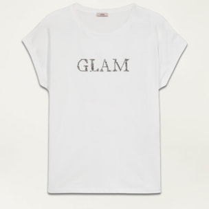 Oltre - T-shirt con ricamo lettering - Bianco