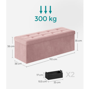 Panca Contenitore Pieghevole Oskar in Velluto Rosa Pastello