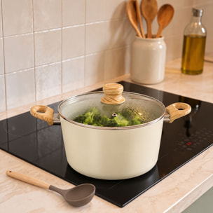 Batterie de cuisine 13 pièces en aluminium recyclé crème - tout feux COLORAMA