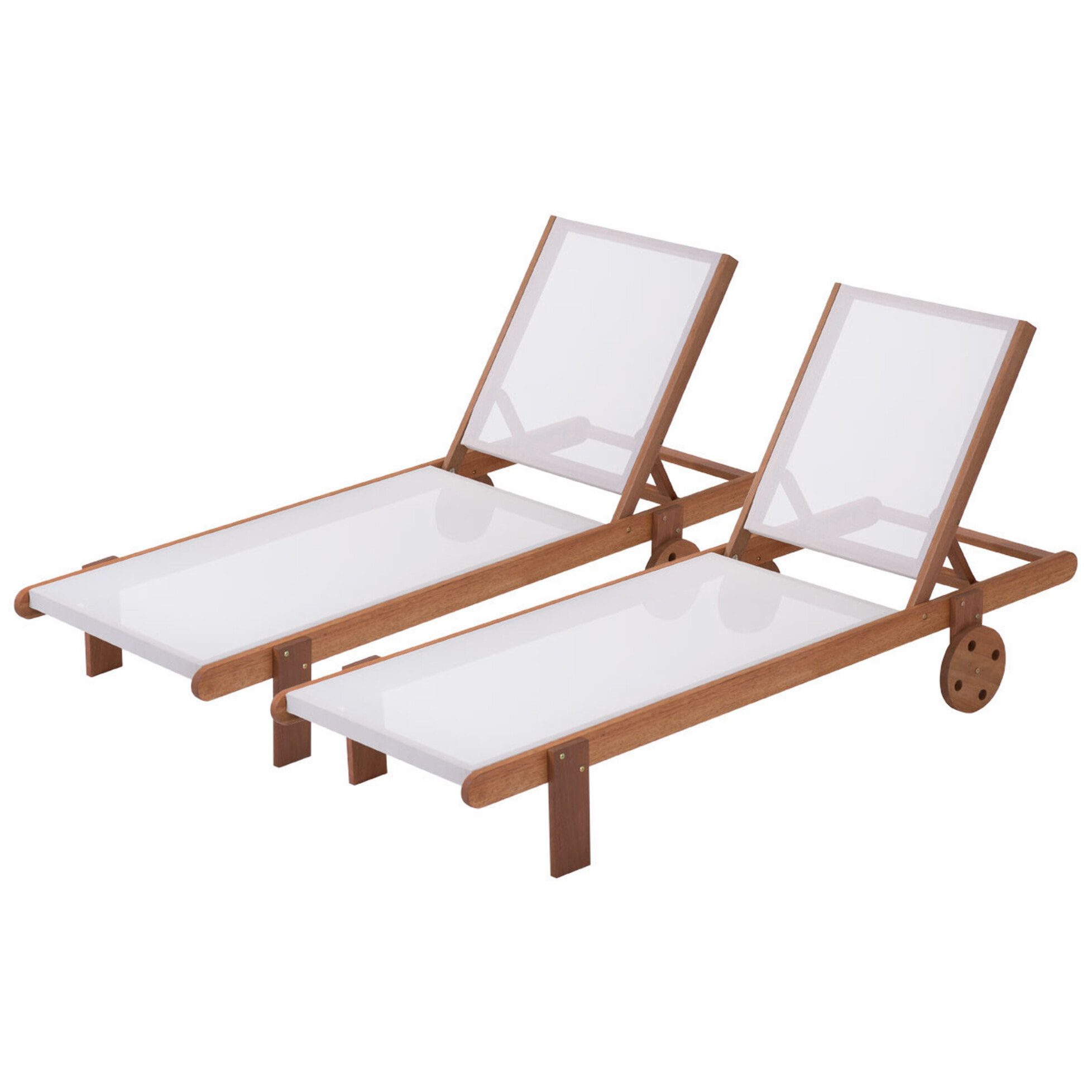 Lot de 2 bains de soleil en bois exotique "Saïgon" - Maple - Ecru
