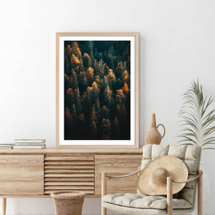 Affiche paysage couleur d'automne en haute savoie Affiche + cadre en bois - Chêne