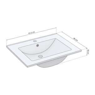 Lavabo cerámico rectangular 60x45 cm Volga Blanco