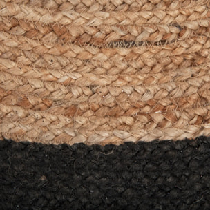 Tapis en jute bord noir noir D120cm