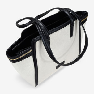 Bolso de hombro beige con cremalleras