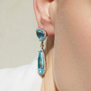 Pendientes con Circonita Aguamarina acabado plata