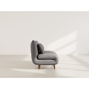 Lumi - Banquette convertible clic-clac 1 place en velours côtelé - Gris