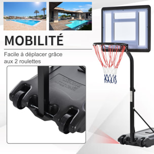 Panier de Basket-Ball sur pied hauteur réglable panier 1,1 - 1,3 m noir blanc