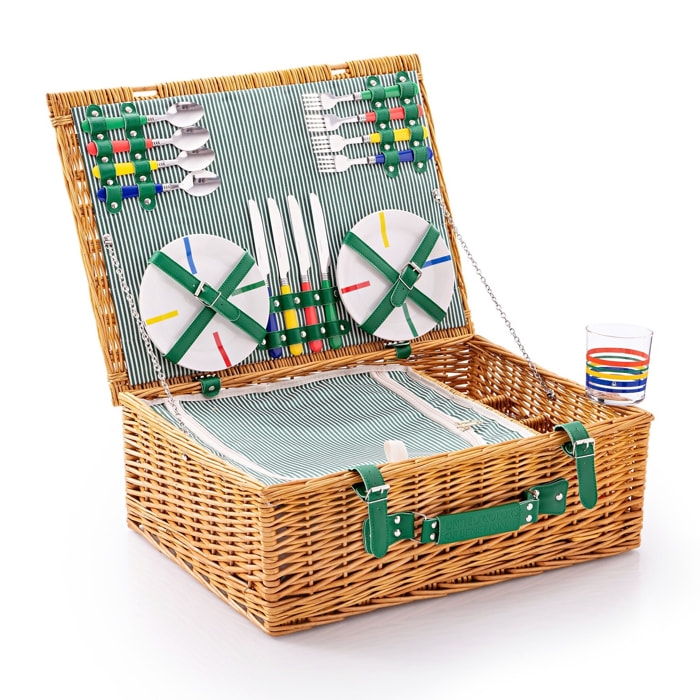 Set 21pc cesta de picnic con juego para 4 personas Benetton