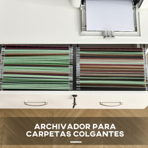 Cajonera de Oficina Cajonera de Escritrio con 2 Cajones para Documentos Archivos Cerradura y 2 Llaves para Estudio Despacho 74x42x72 cm Blanco