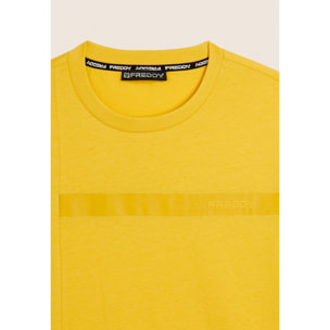 T-shirt in jersey con stampa logo tono su tono