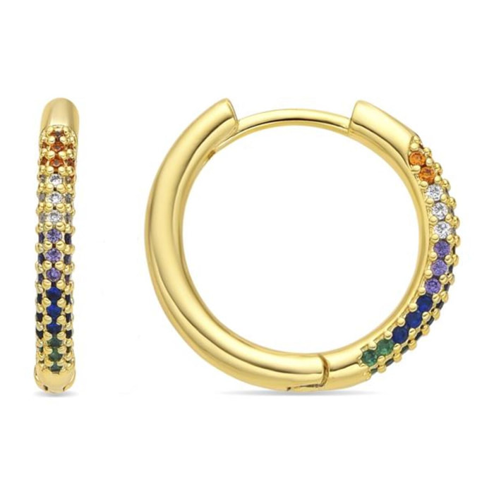 Pendientes acabado oro amarillo de 18k y Circonita Multicolor